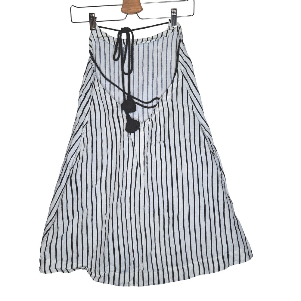 Tory Burch Striped Halter Dress Women XS Blue White Linen Rayon Tassel Tie Beach - Picture 9 of 14